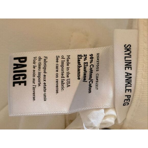 Paige Skyline Ankle Peg Crisp White Skinny Jeans Size 25 - Picture 9 of 9